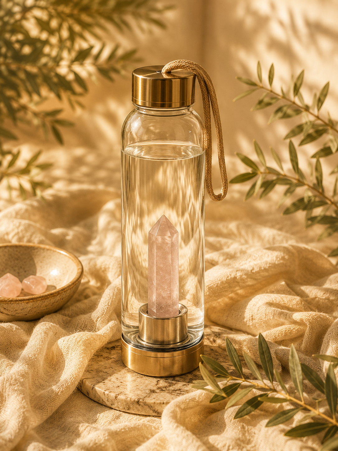 VitaJuwel Kristallflasche mit Edelsteinen